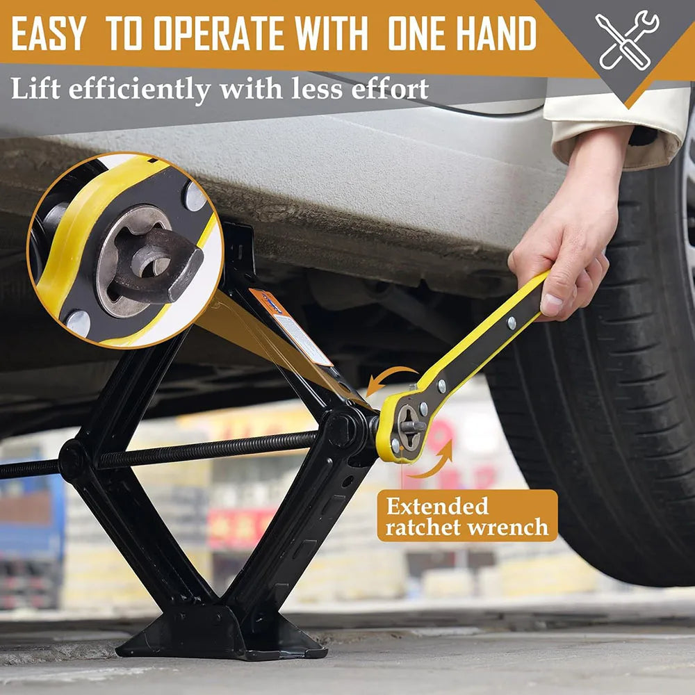 2T/3T Car Scissor Jack with Wrench – Emergency Crank Lift for SUVs & Vehicles