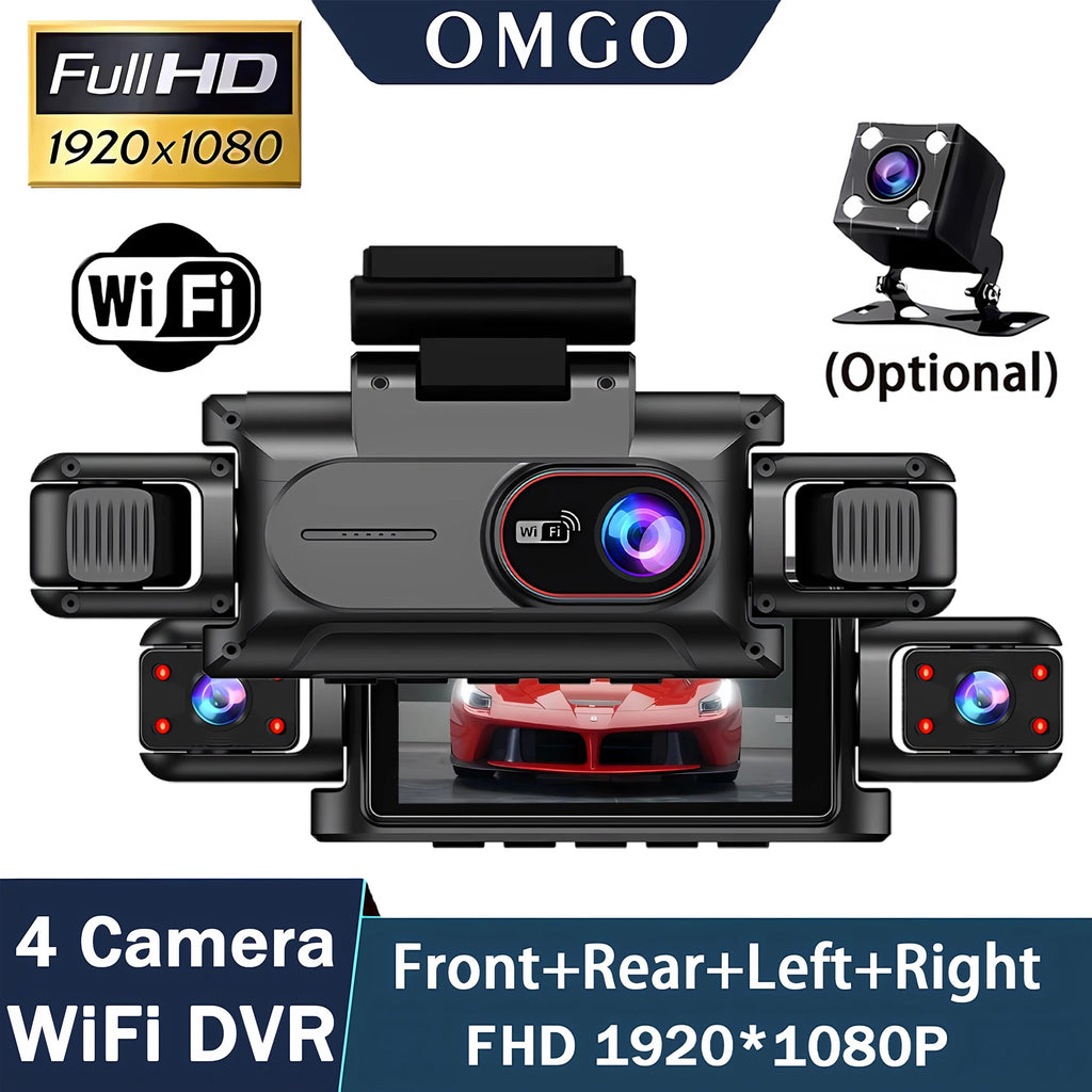 4 Channel Dash Cam with WiFi – FHD 1080P, Night Vision & Loop Recording