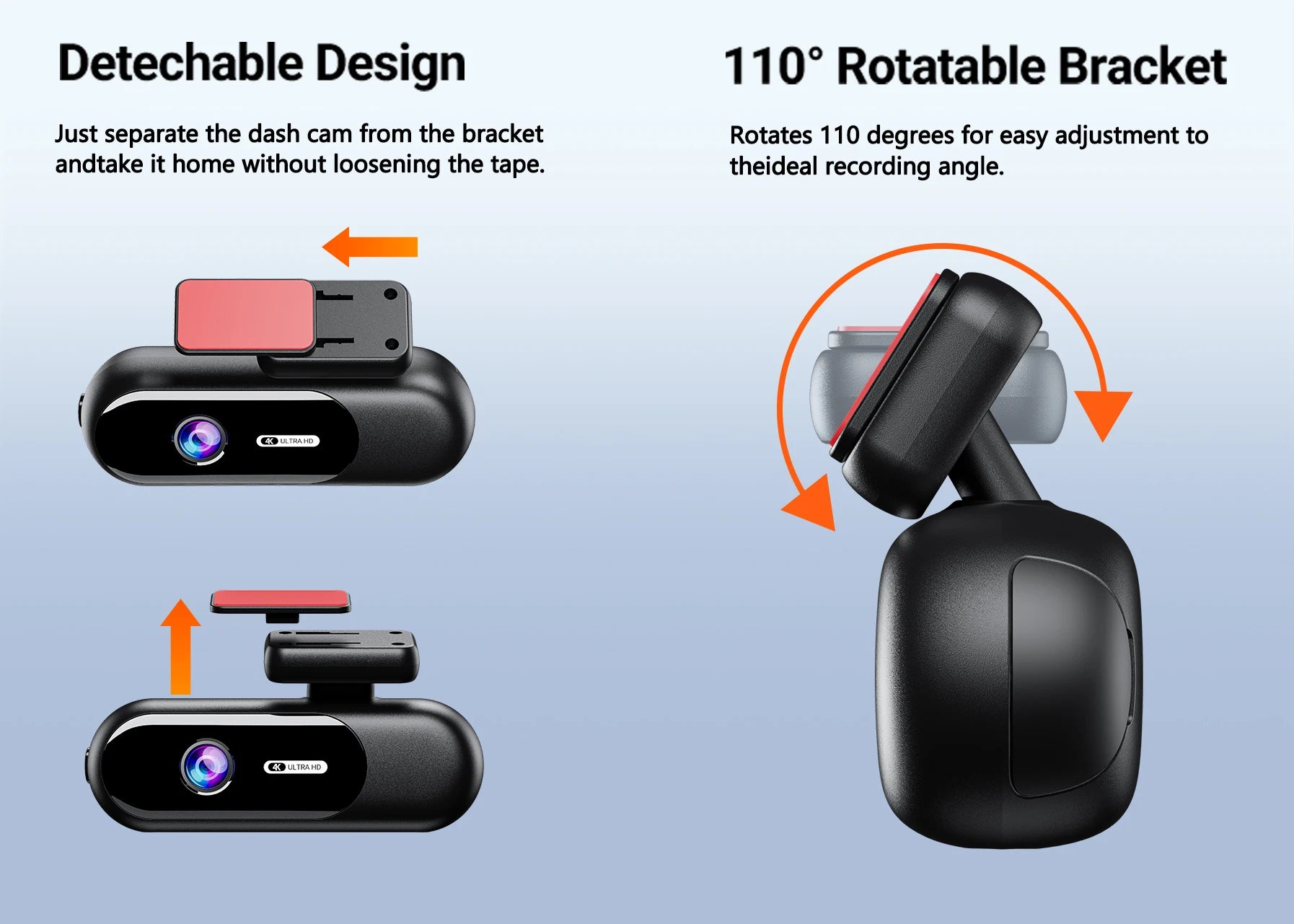 4K UHD Front & Rear Dash Cam with WiFi, HDR Night Vision & 24H Parking Mode