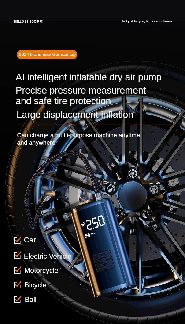 Portable Car Air Compressor – Wired & Wireless Tire Inflator, 150 PSI