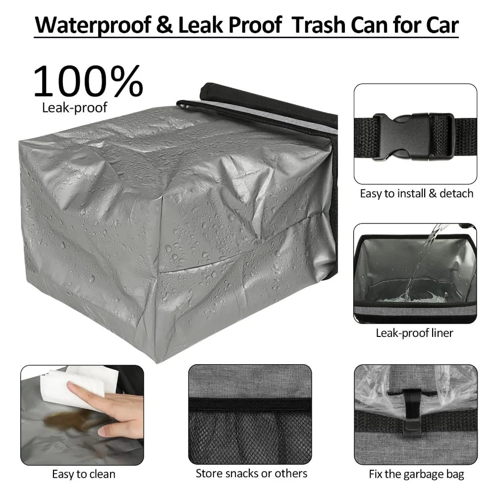 Car Trash Can with Lid – Leakproof, Collapsible Oxford Cloth Bin
