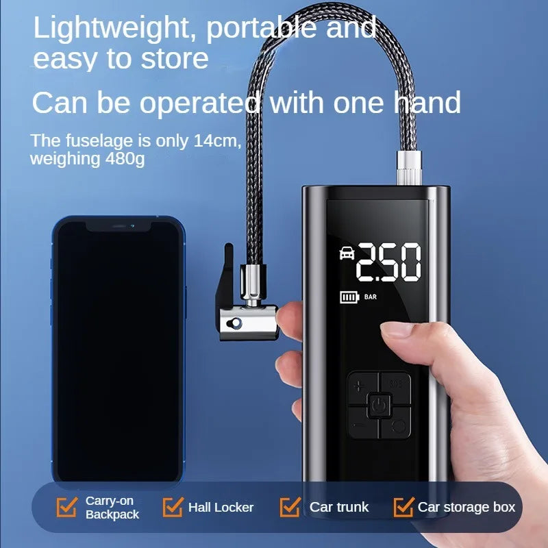 Portable Car Air Compressor – Wired & Wireless Tire Inflator, 150 PSI
