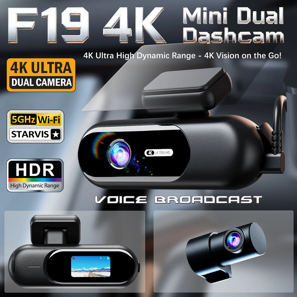 4K UHD Front & Rear Dash Cam with WiFi, HDR Night Vision & 24H Parking Mode