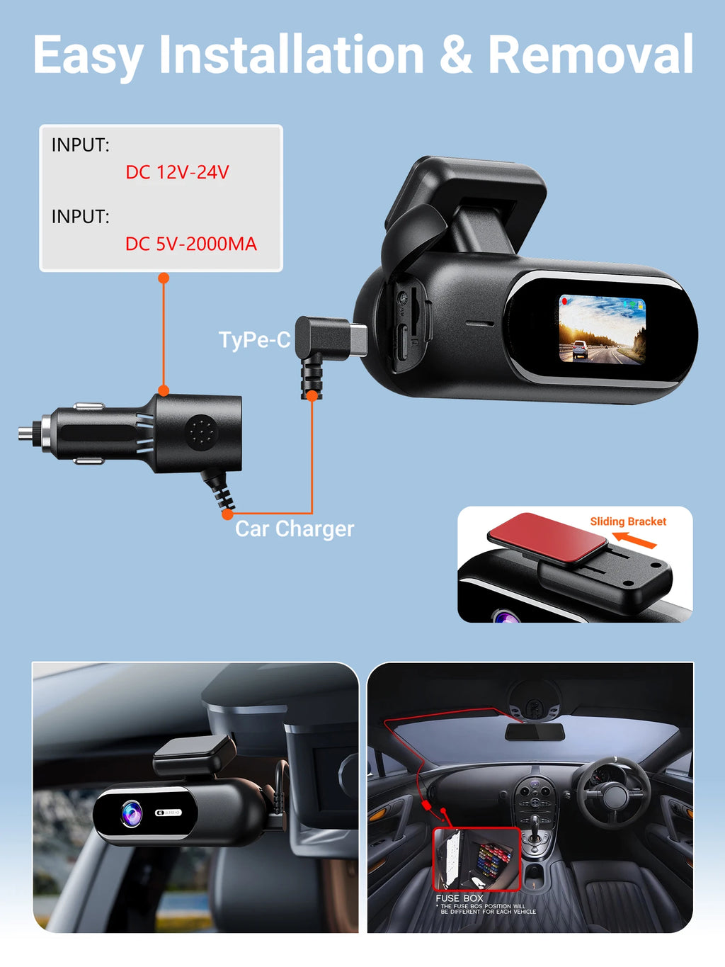 4K UHD Front & Rear Dash Cam with WiFi, HDR Night Vision & 24H Parking Mode