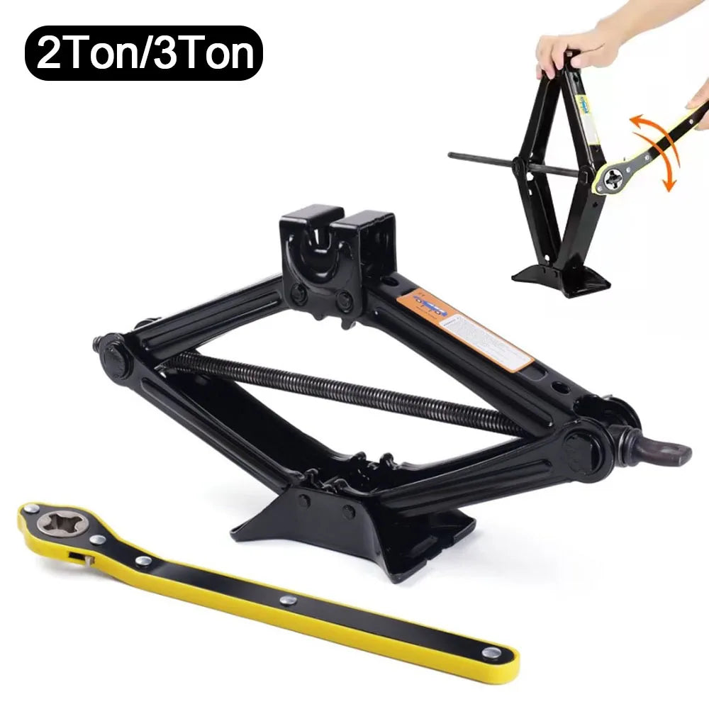 2T/3T Car Scissor Jack with Wrench – Emergency Crank Lift for SUVs & Vehicles