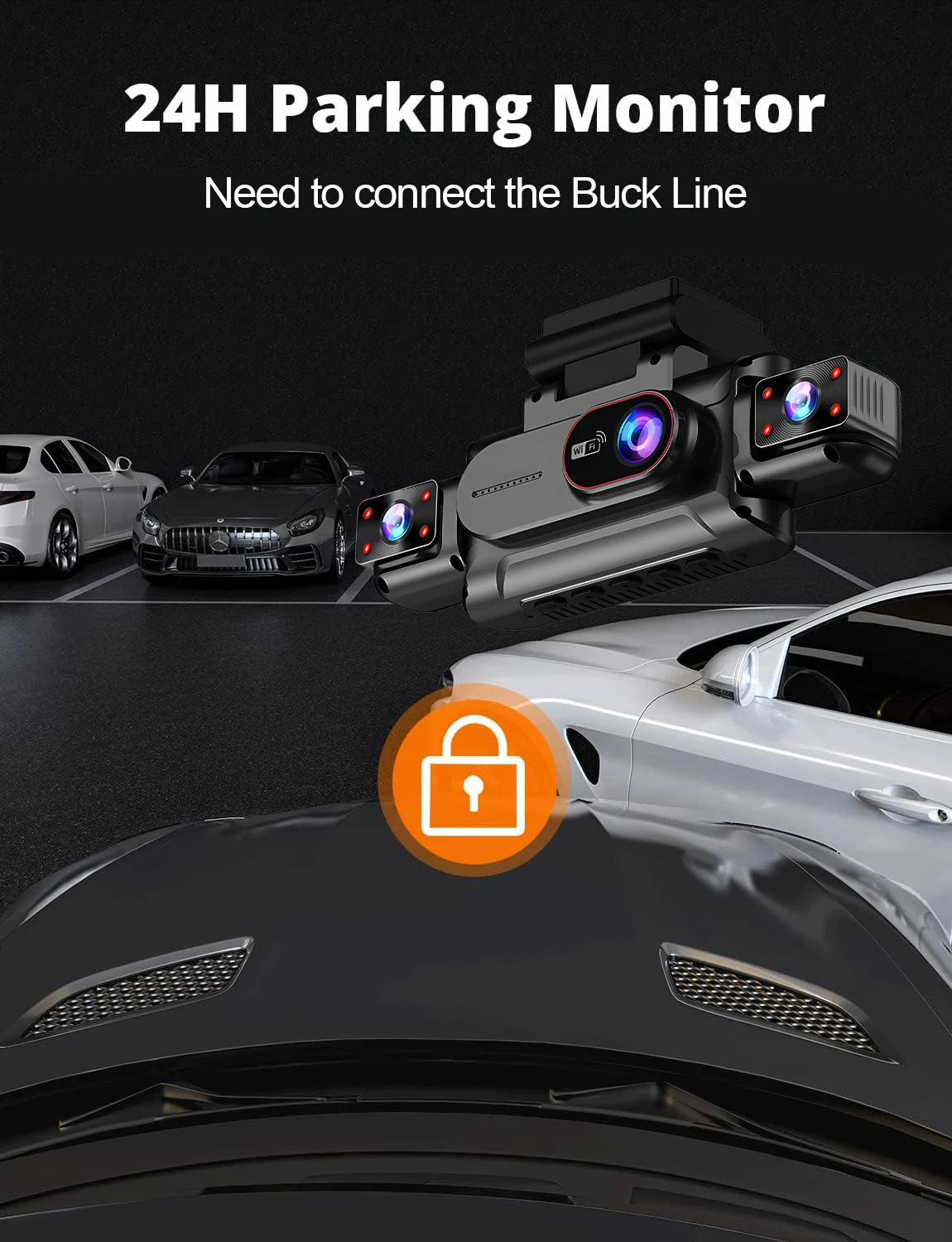 4 Channel Dash Cam with WiFi – FHD 1080P, Night Vision & Loop Recording