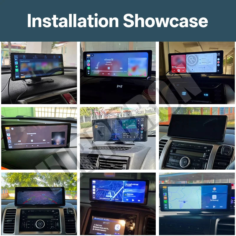 10.26" Car Mirror Dash Radio with Wireless CarPlay & Android Auto – Bluetooth, AUX & USB