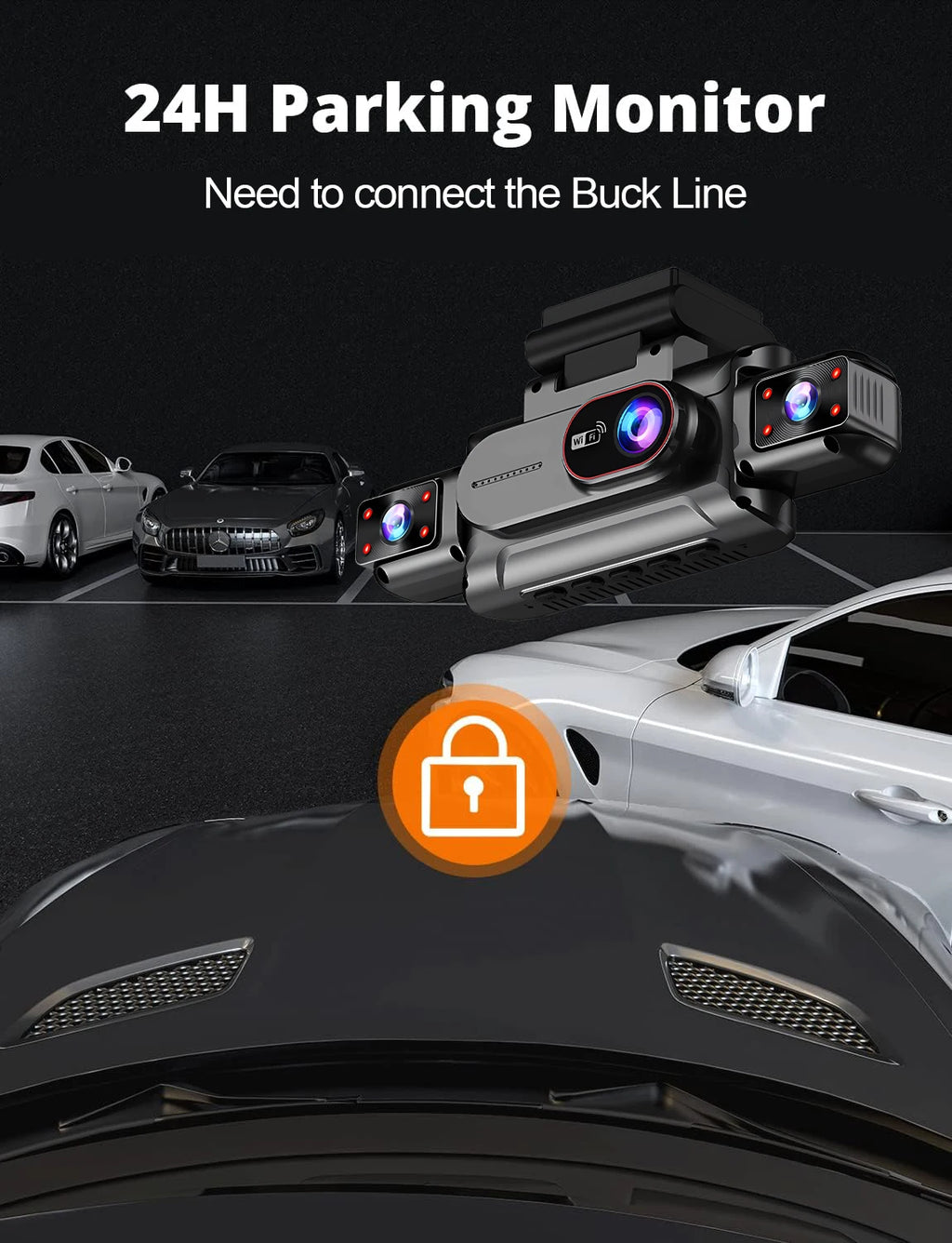 4 Channel Dash Cam with WiFi – FHD 1080P, Night Vision & Loop Recording