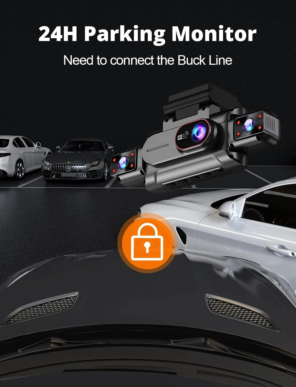 4 Channel Dash Cam with WiFi – FHD 1080P, Night Vision & Loop Recording