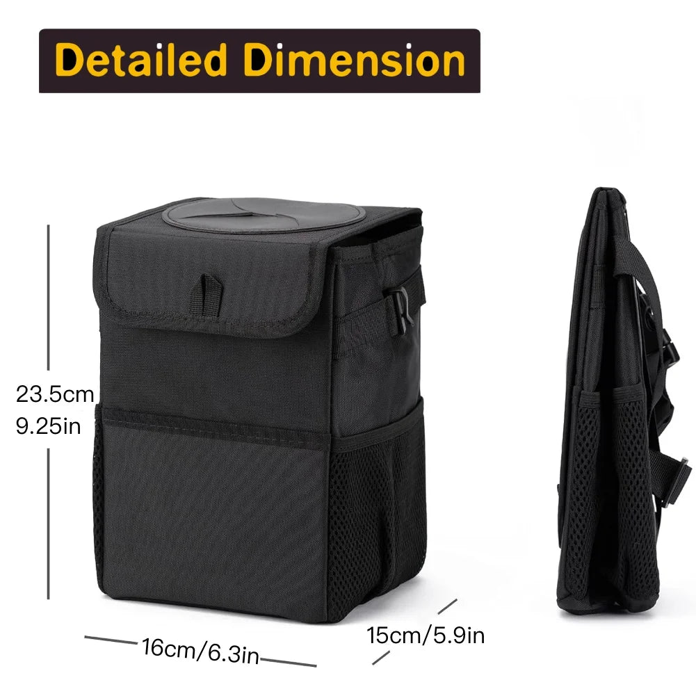 Car Trash Can with Lid – Leakproof, Collapsible Oxford Cloth Bin