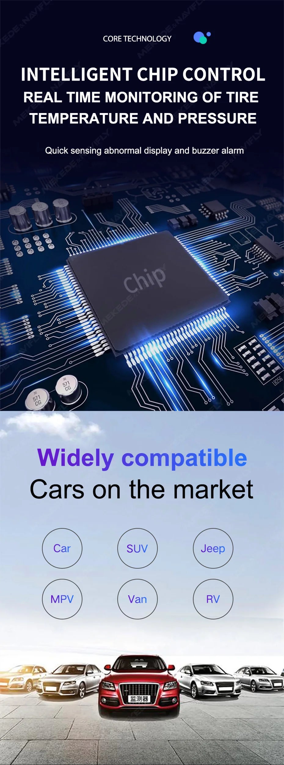 Intelligent TPMS Tire Pressure Monitoring System – Compact & Car-Specific Design