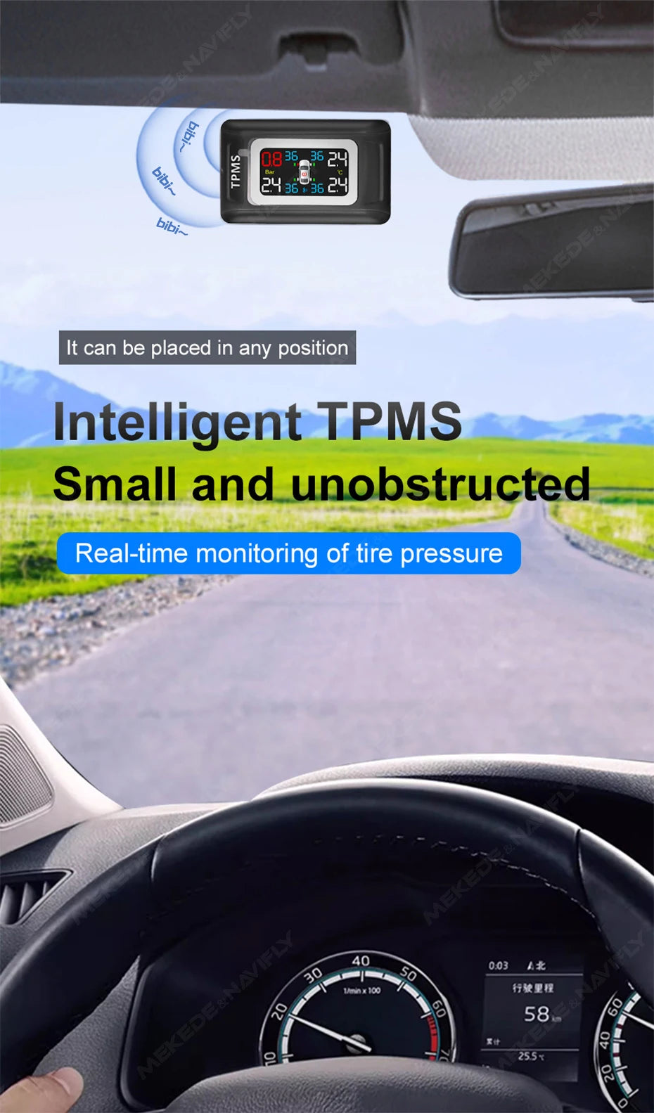 Intelligent TPMS Tire Pressure Monitoring System – Compact & Car-Specific Design