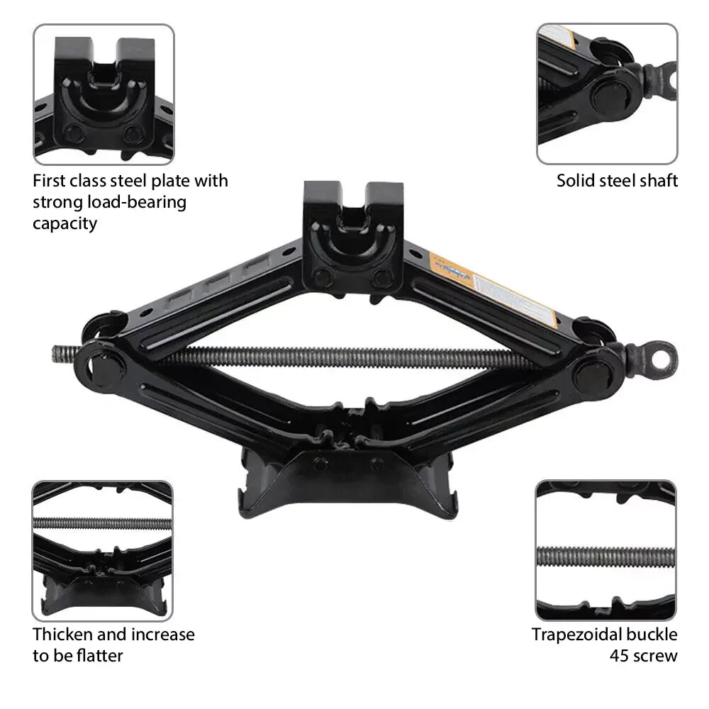 2T/3T Car Scissor Jack with Wrench – Emergency Crank Lift for SUVs & Vehicles