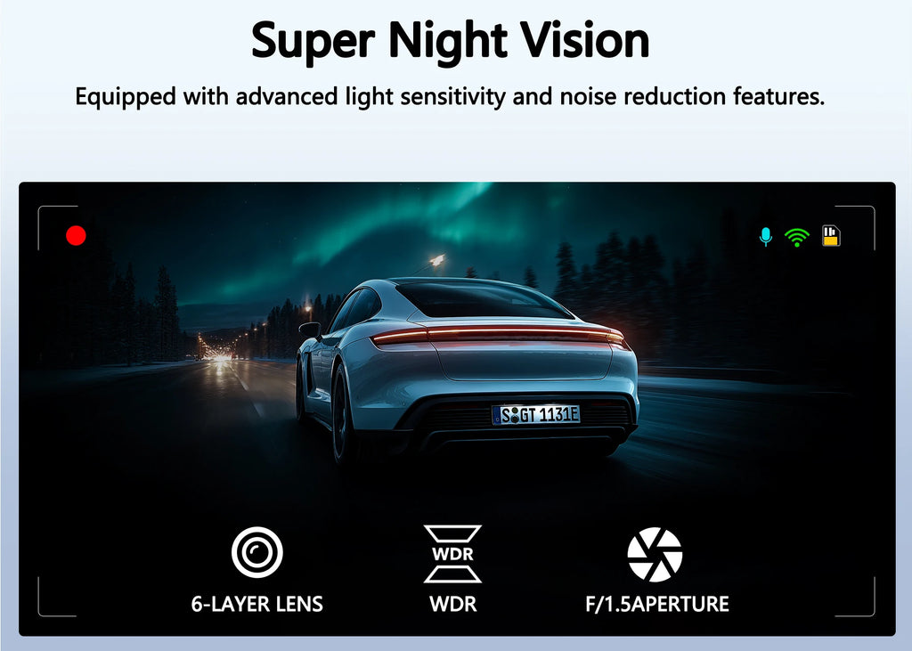4K UHD Front & Rear Dash Cam with WiFi, HDR Night Vision & 24H Parking Mode