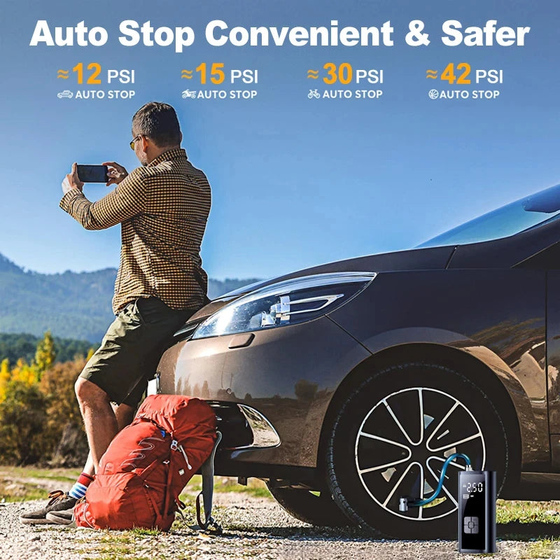 Portable Car Air Compressor – Wired & Wireless Tire Inflator, 150 PSI