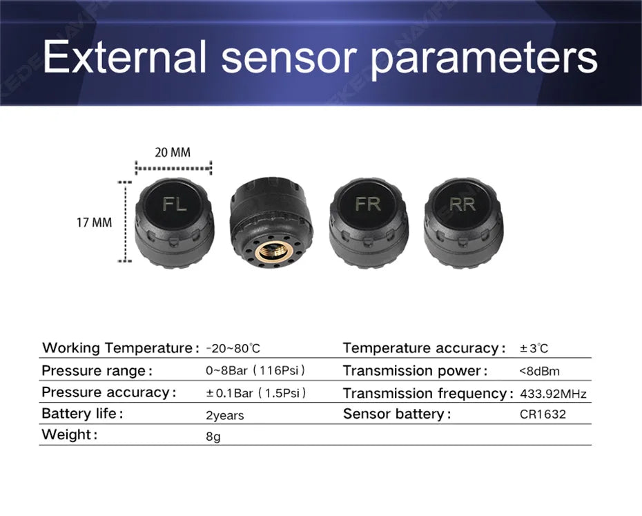 Intelligent TPMS Tire Pressure Monitoring System – Compact & Car-Specific Design